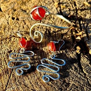 Carnelian Stone: Meaning :Healing, Earring & Bracelet Set